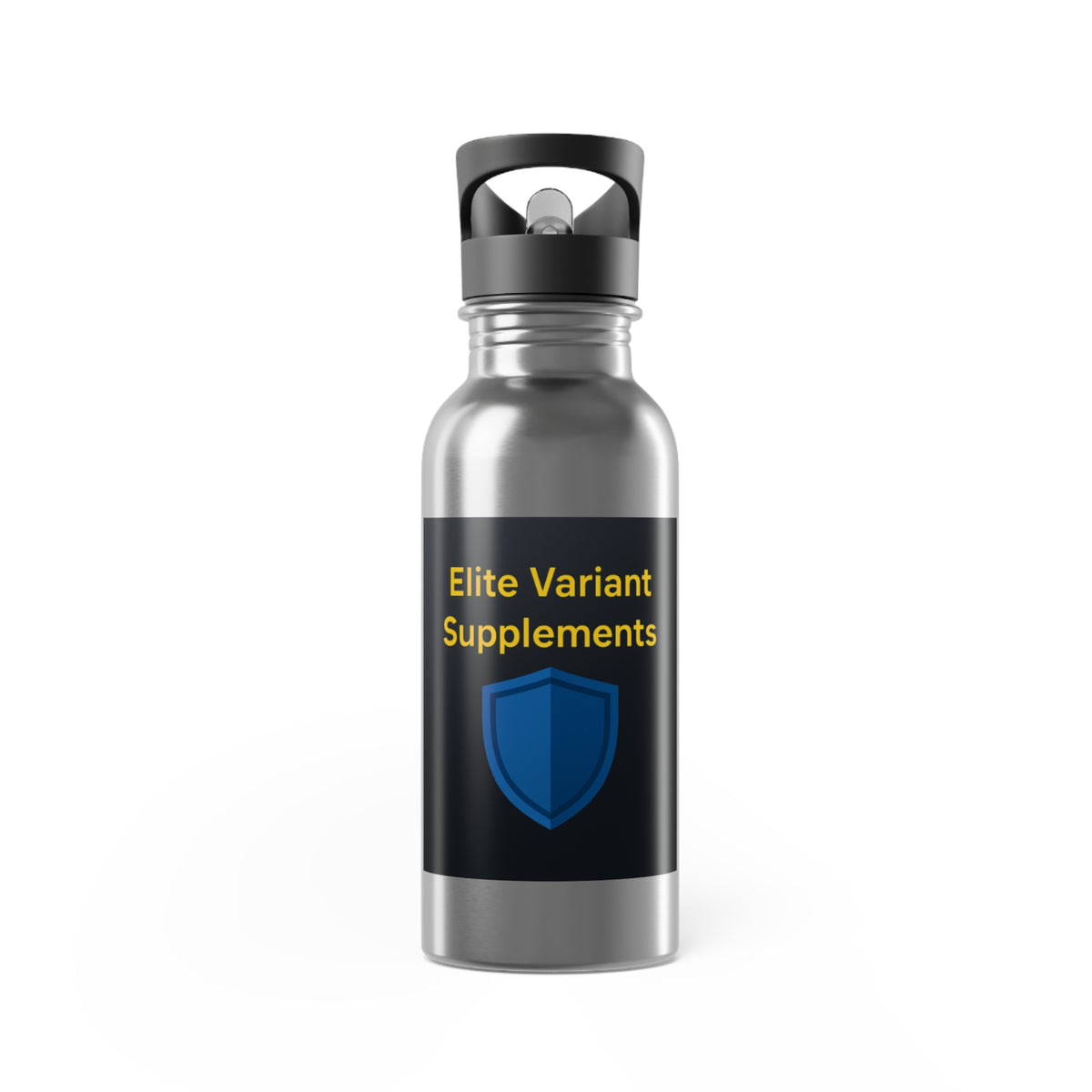 Stainless Steel Water Bottle — 20oz with Straw | Elite Variant Supplements Shield Logo